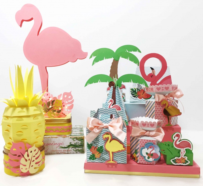 Decoração no tema flamingo